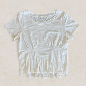 Good American White Short Sleeve Corset Tee
